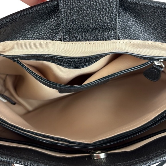 Dana Bachman Bella Floral Tote Bag Shoulder Pebble Leather Black with Floral - Picture 8 of 11